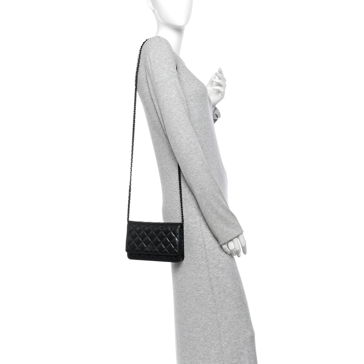 Lambskin Quilted Wallet On Chain WOC So Black