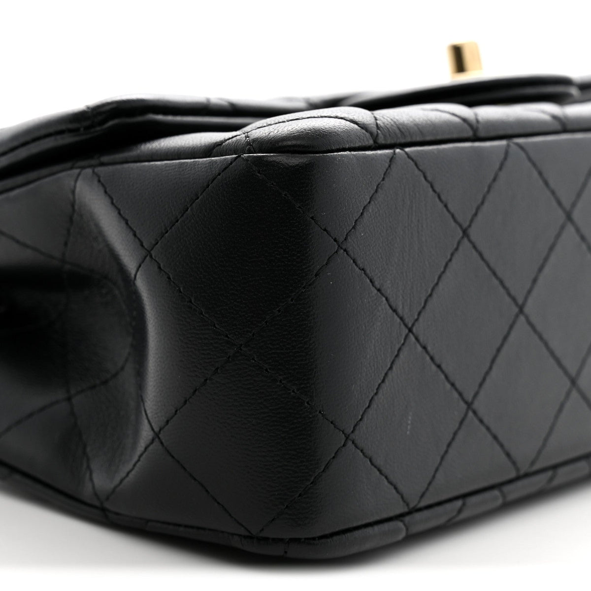 Lambskin Quilted Mini Rectangular Flap Black
