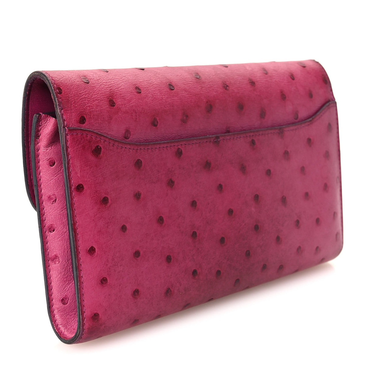 Ostrich Constance Long Wallet Rose Poupre