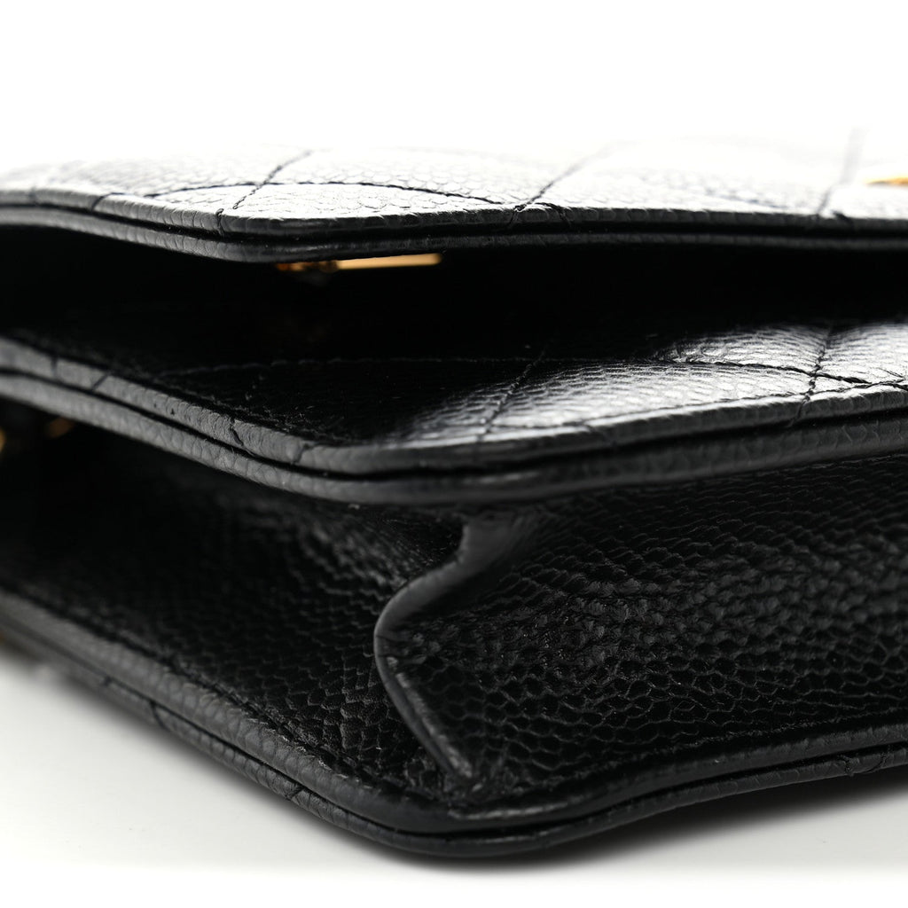 Caviar Quilted CC Turnlock Wallet On Chain WOC Black