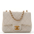 Lambskin Quilted Mini Pearl Crush Flap White