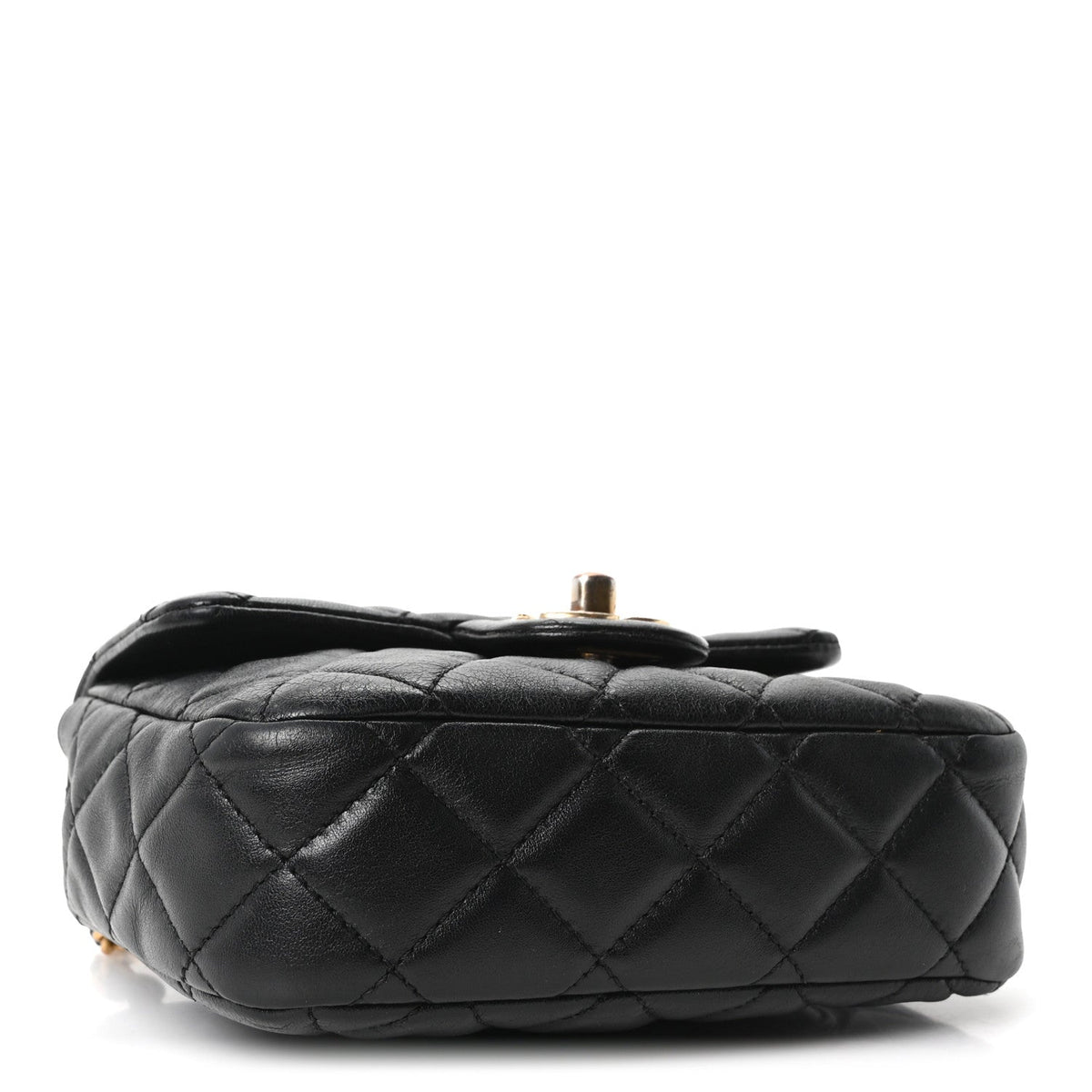 Lambskin Enamel Quilted Mini Coco Hearts Square Flap Black
