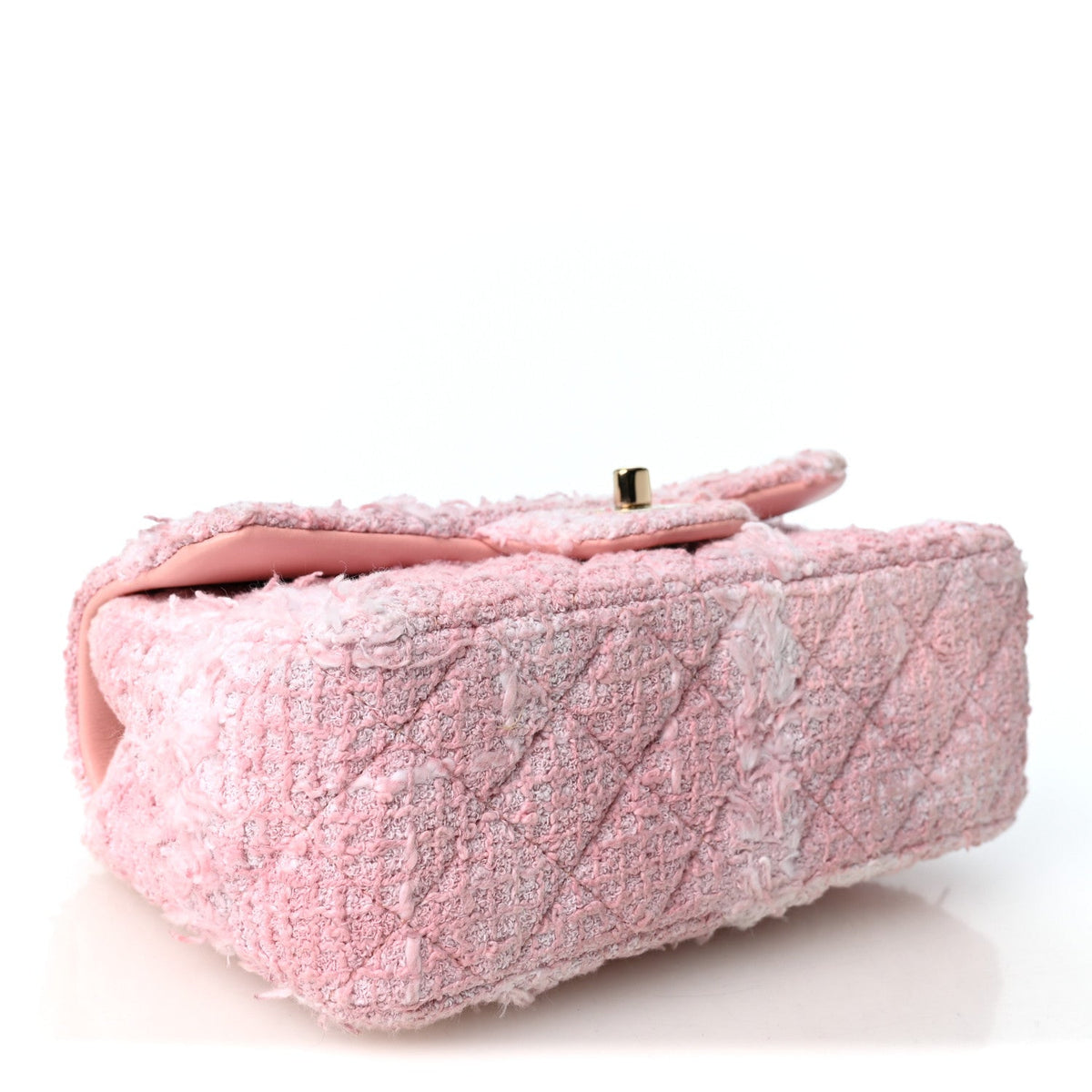 Tweed Quilted Mini Rectangular Flap Light Pink White