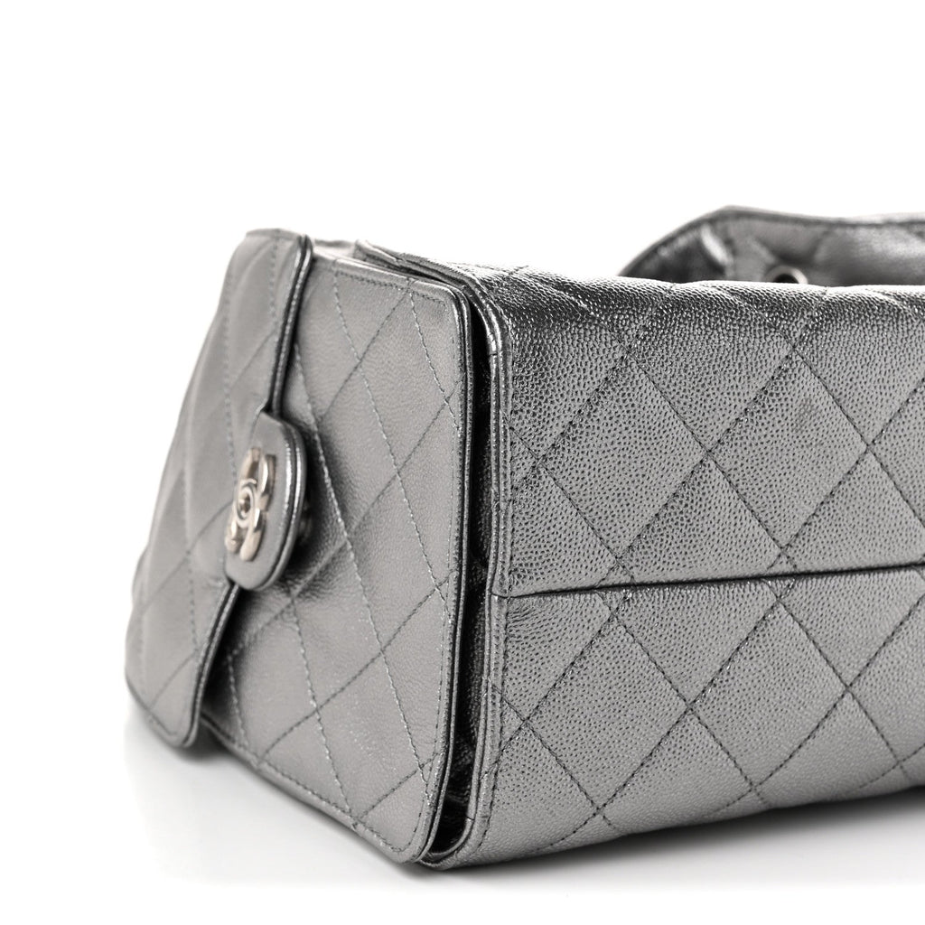 Metallic Caviar Quilted Small Chanel 25 Handbag Anthracite