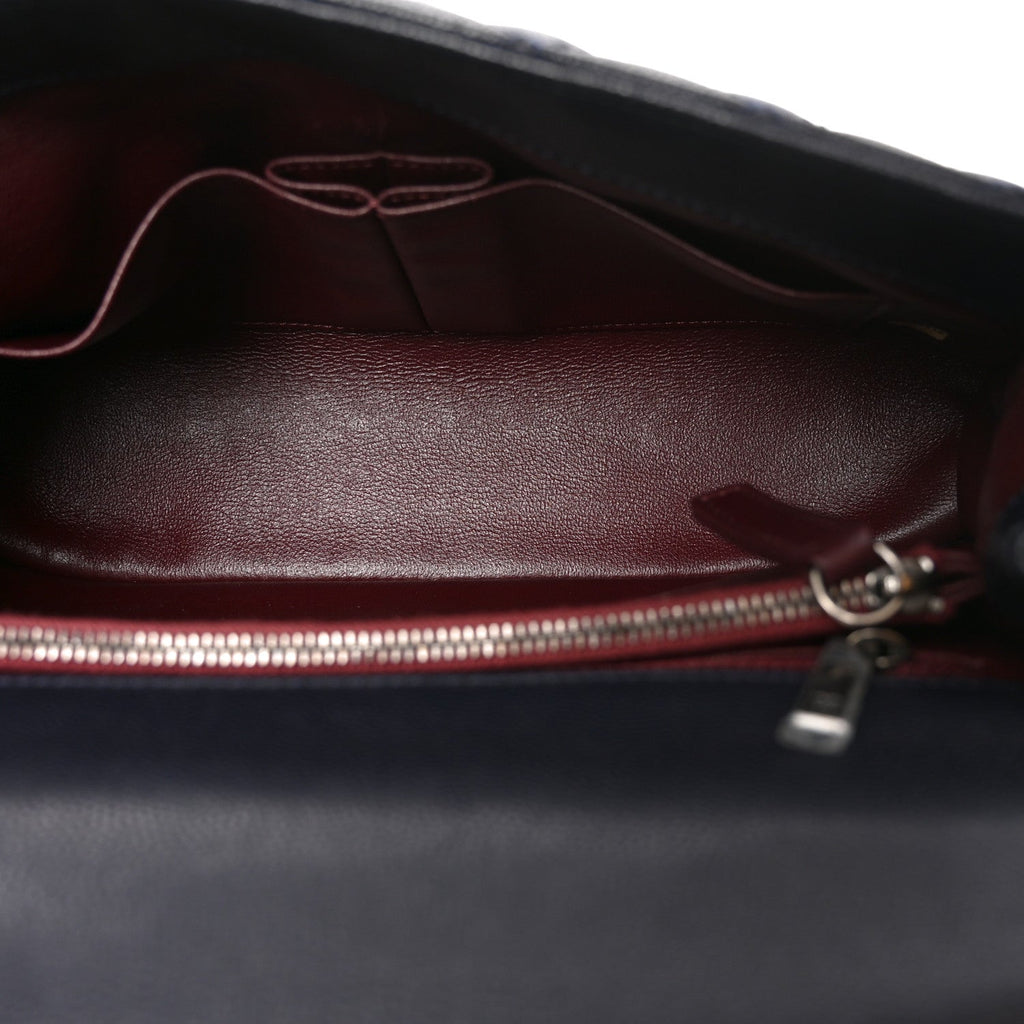 Caviar Lizard Embossed Quilted Small Coco Handle Flap Navy Blue