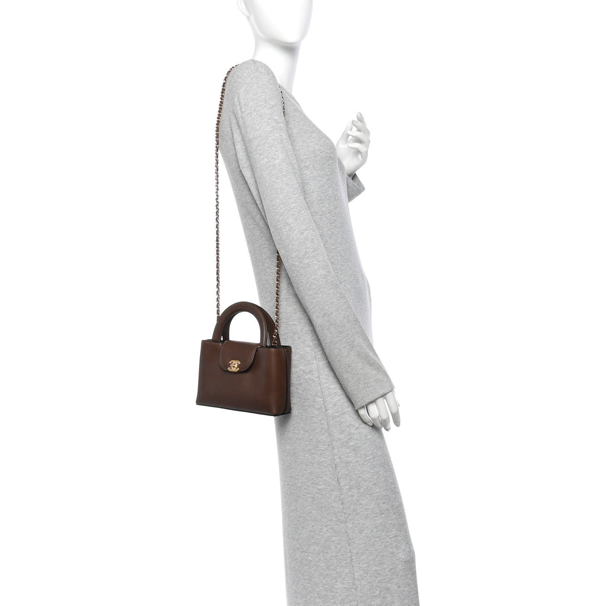 Caviar Nano Kelly Shopper Brown