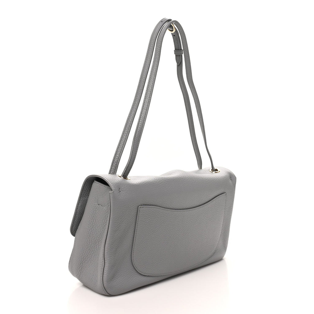 Grained Calfskin Small Souplissimo Maxi Flap Grey