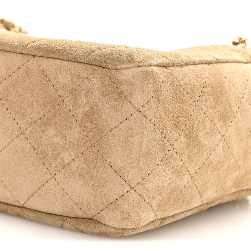 Suede Calfskin Quilted Camerissimo Case Beige