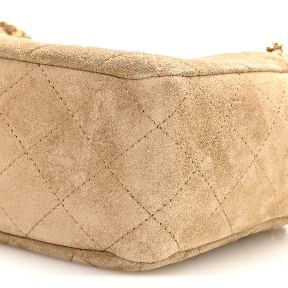 Suede Calfskin Quilted Camerissimo Case Beige