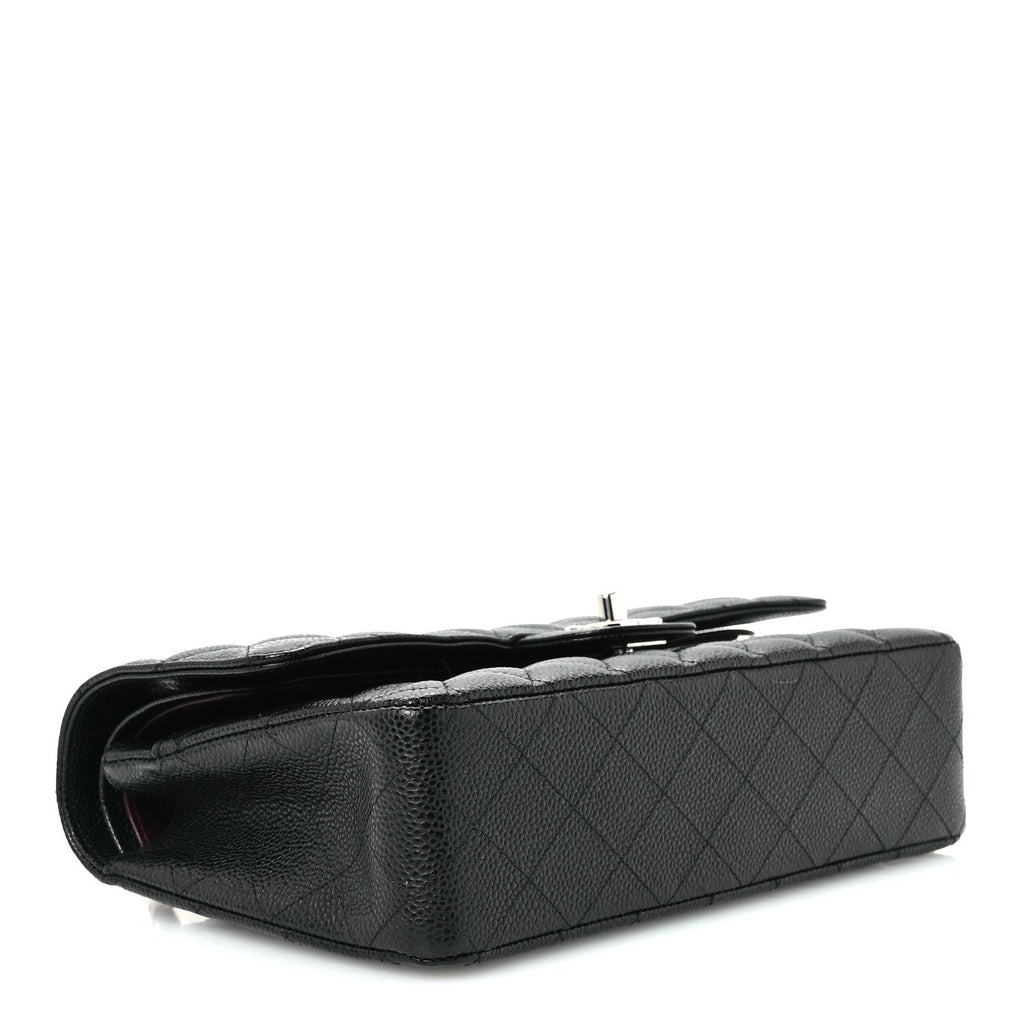 Caviar Quilted Medium Double Flap Black