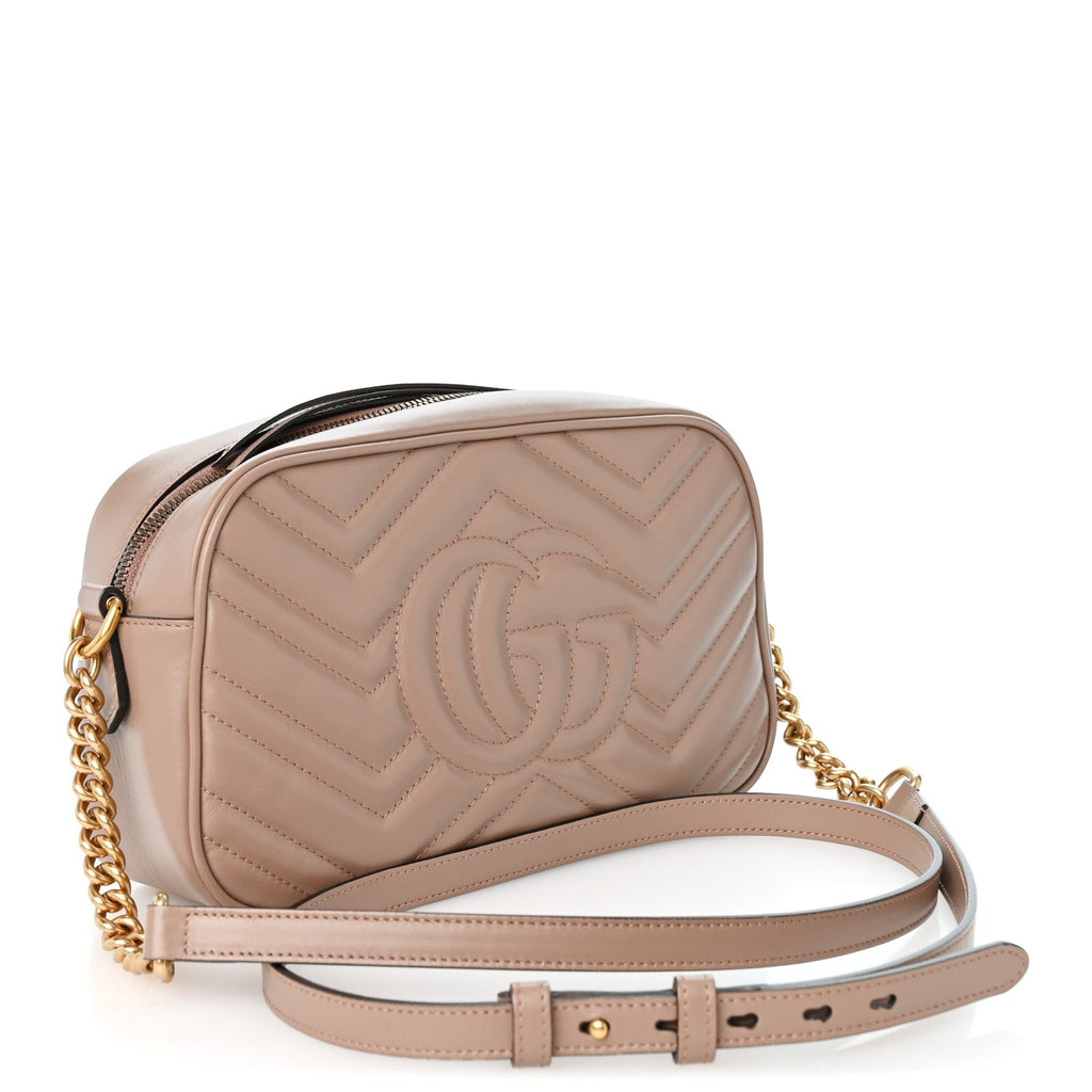 Calfskin Matelasse Small GG Marmont Chain Shoulder Bag Porcelain Rose