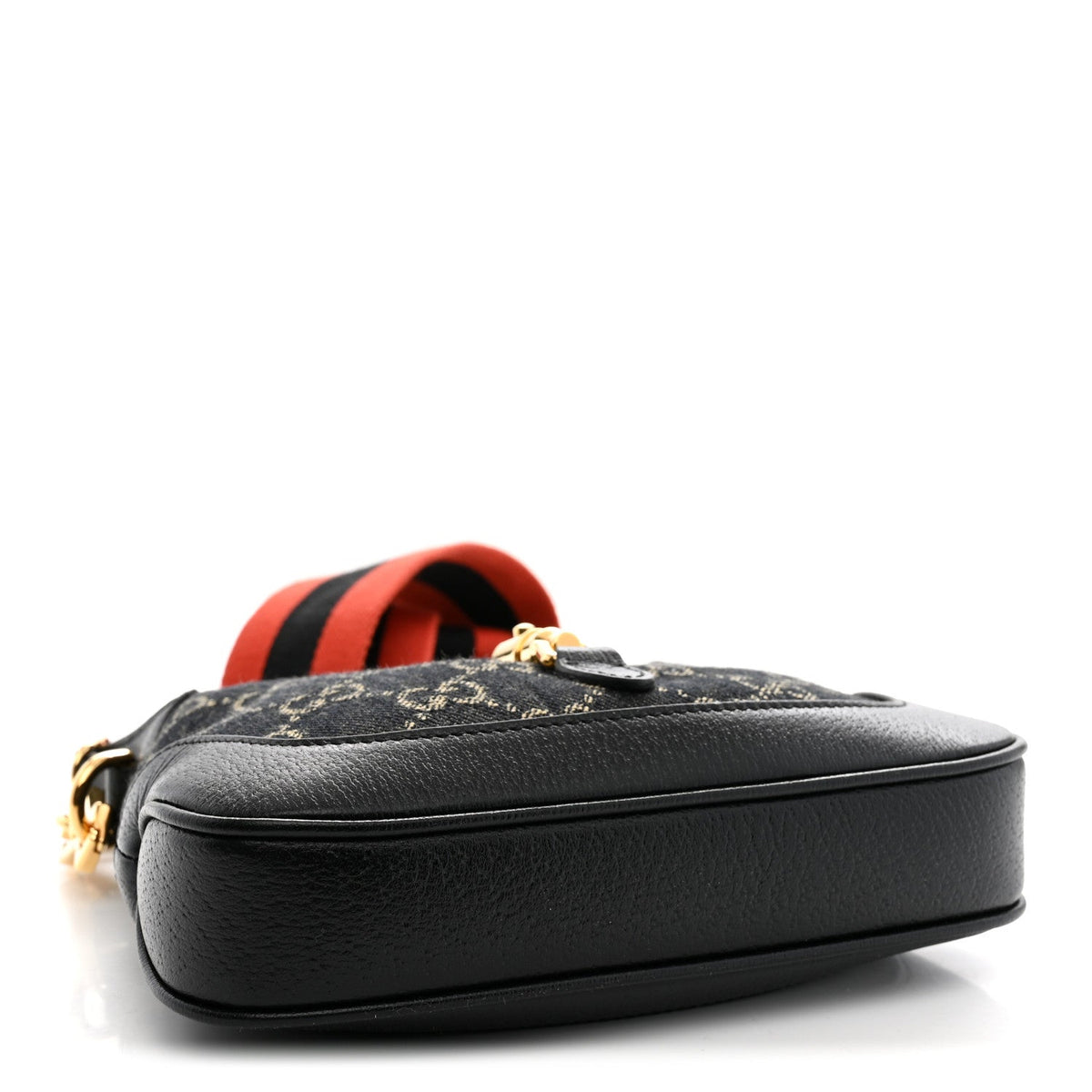 Jacquard Black Denim GG Monogram Textured Dollar Calfskin Mini Jackie 1961 Hobo Black Ivory