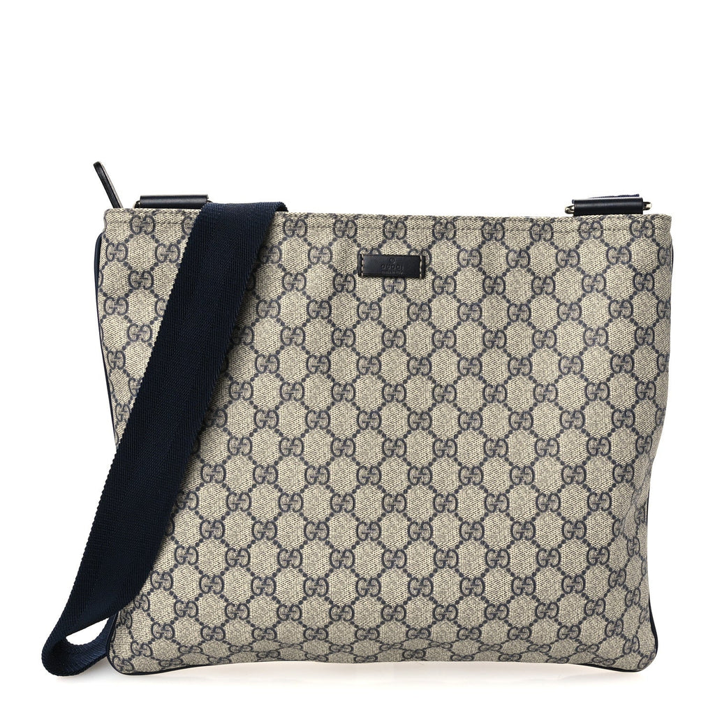 GG Plus Monogram Large Flat Messenger Bag Beige Blue