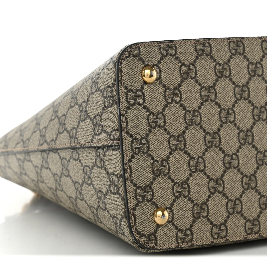 GG Supreme Monogram Large Zip Top Tote Beige Tuscany