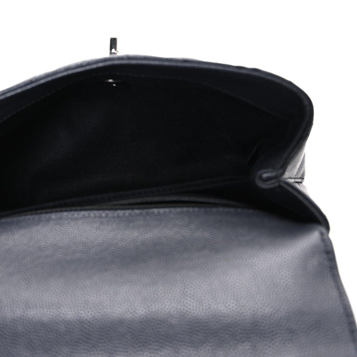 Caviar Chevron Quilted Mini Coco Handle Flap Dark Grey