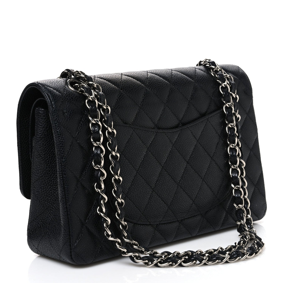 Caviar Quilted Medium Double Flap Black