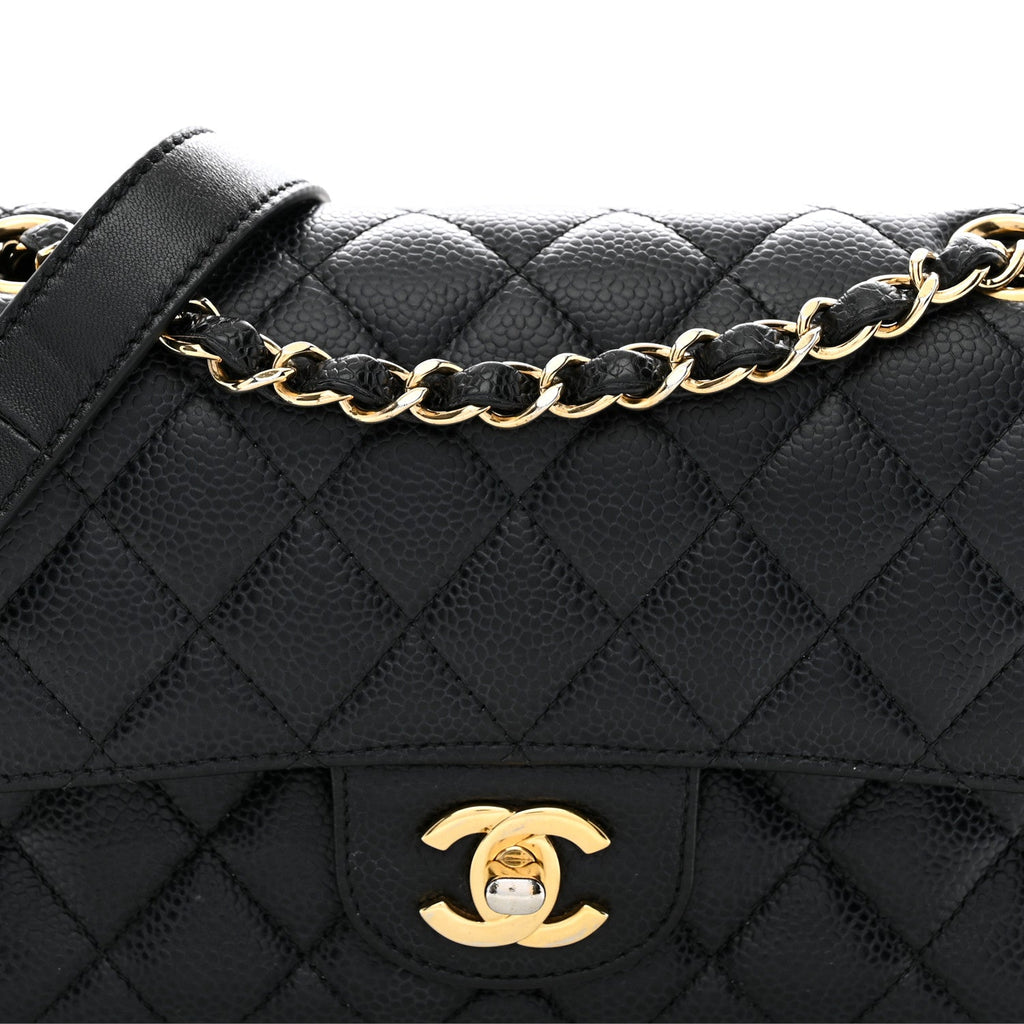 Caviar Quilted Small Double Flap Black