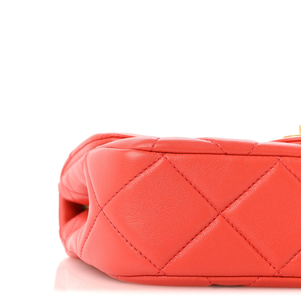 Lambskin Quilted Pearl Small Flap Dark Orange