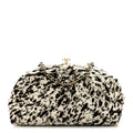Lambskin Pony Hair Printed Clutch With Chain Black White