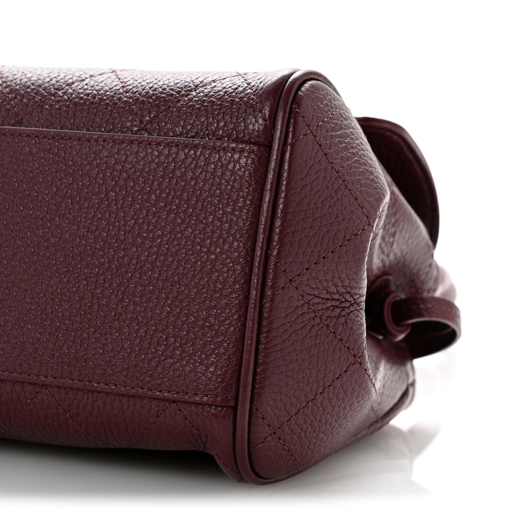 Grained Calfskin Stitched Urban Essentials Small Shopping Bag Burgundy