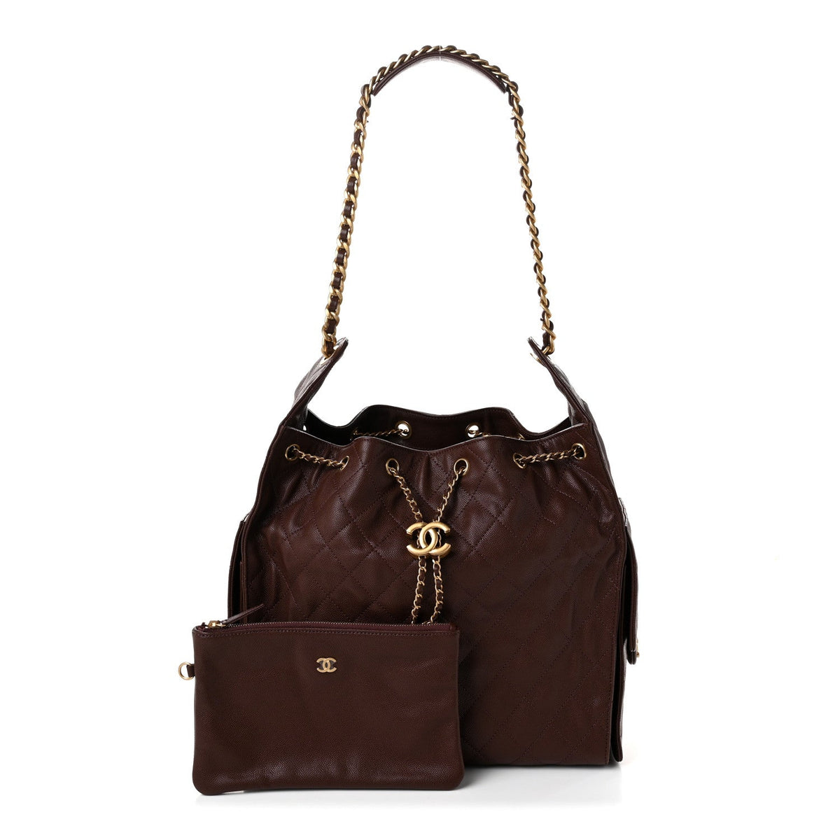 Caviar Quilted Medium Chanel 25 Handbag Dark Brown