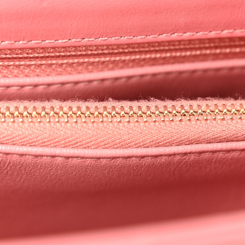 Calfskin Lizard Chevron Quilted Small Coco Handle Flap Pink
