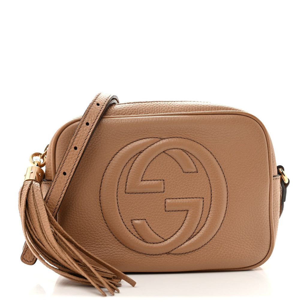 Pebbled Calfskin Small Soho Disco Bag Camelia