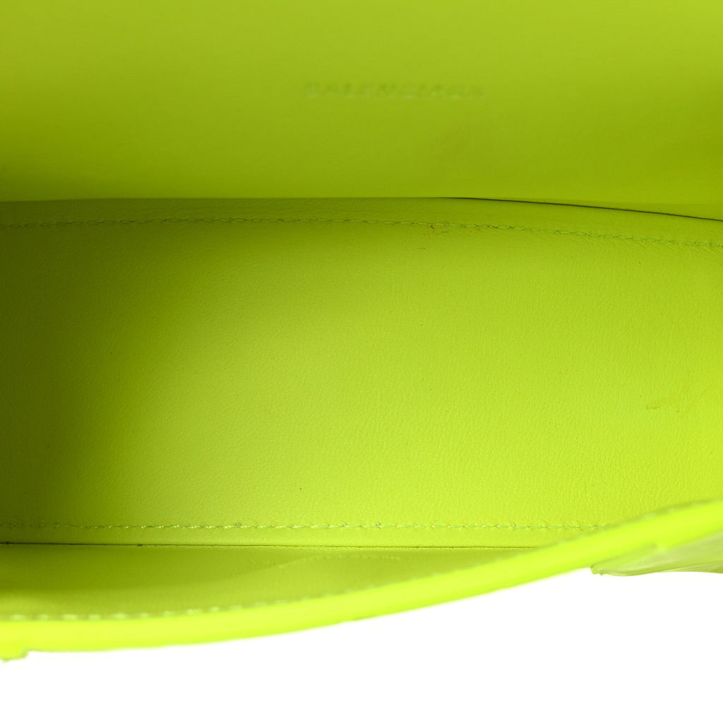 Shiny Calfskin Crocodile Embossed Hourglass Top Handle Bag XS Fluo Yellow