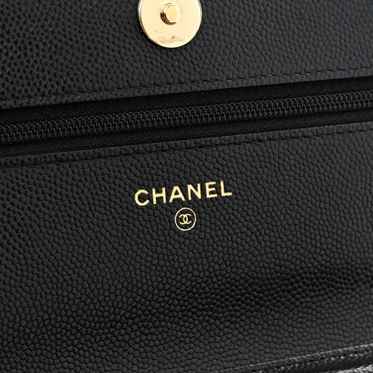 Caviar Quilted French New Wave Chain CC Wallet On Chain WOC Black