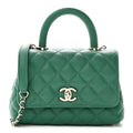Caviar Quilted Extra Mini Coco Handle Flap Green