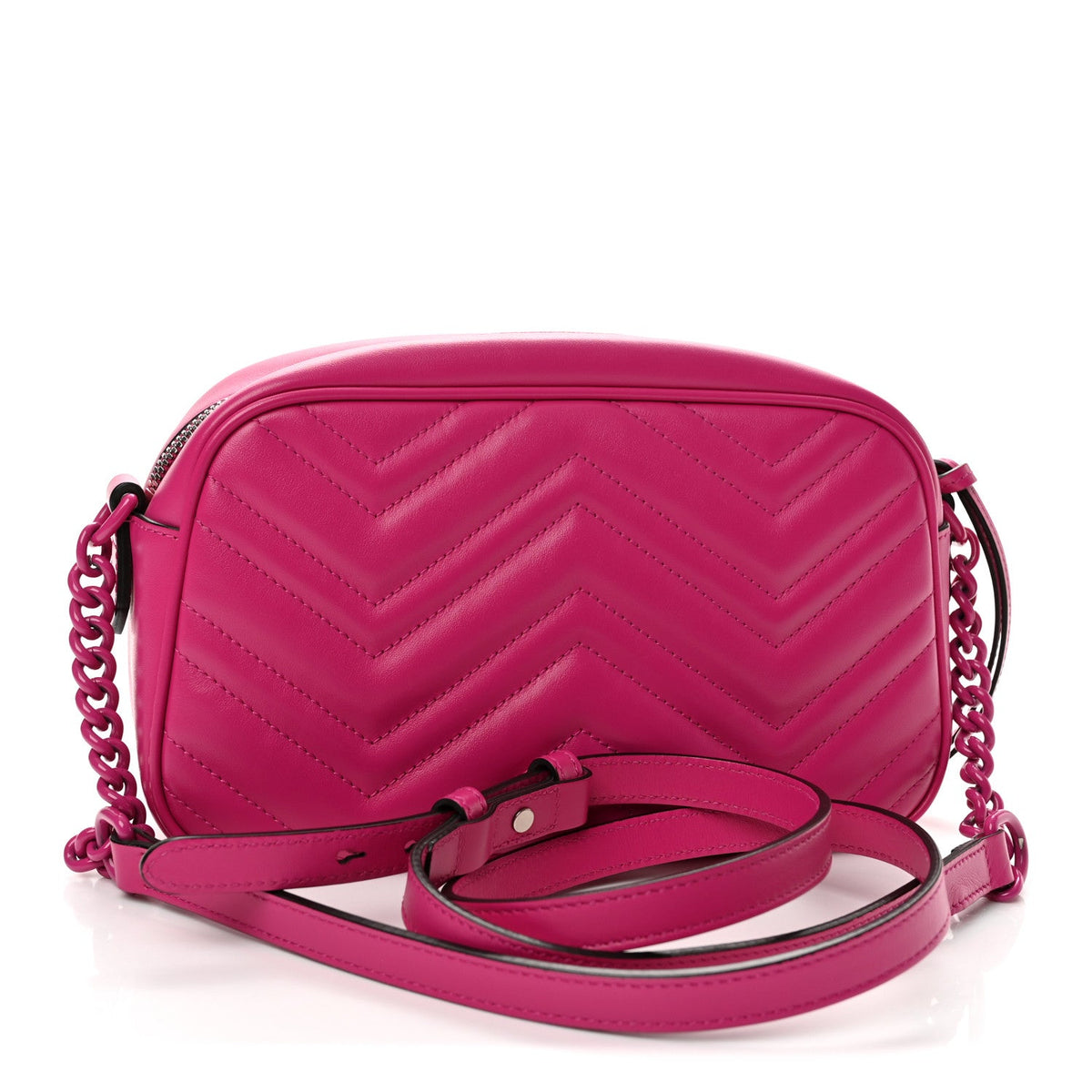 Calfskin Matelasse Monochrome Small GG Marmont Chain Shoulder Bag Classic Fuxia