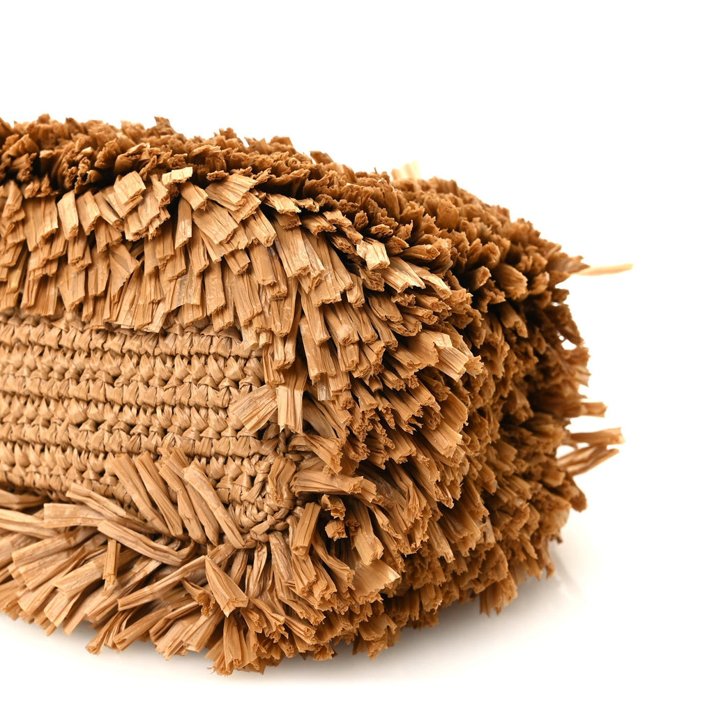 Raffia Fringe Nano Kelly Shopper Dark Beige