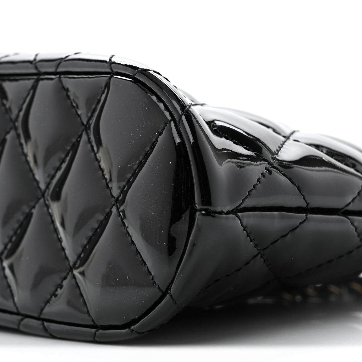 Patent Quilted Shiny Coco Small Shopping Bag Black