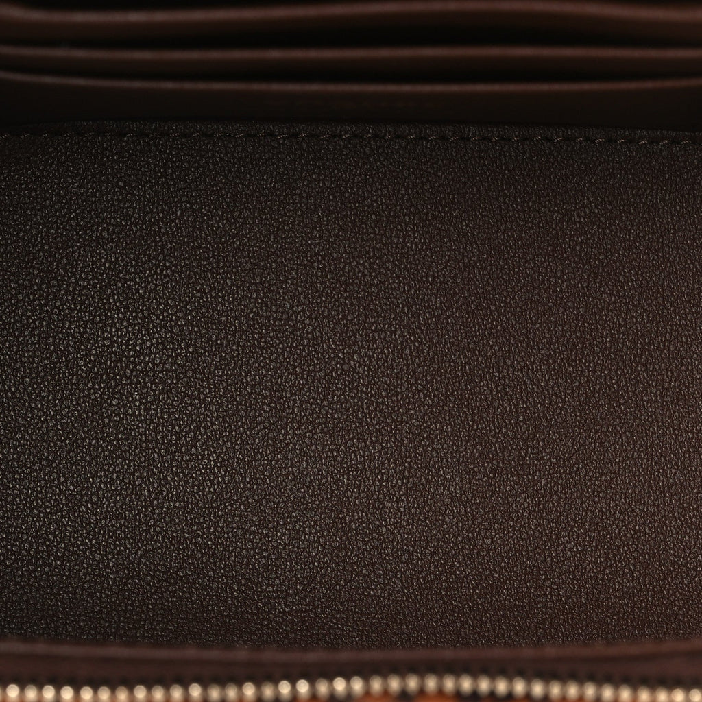 Tweed Small Top Handle Vanity Case With Chain Brown Multicolor