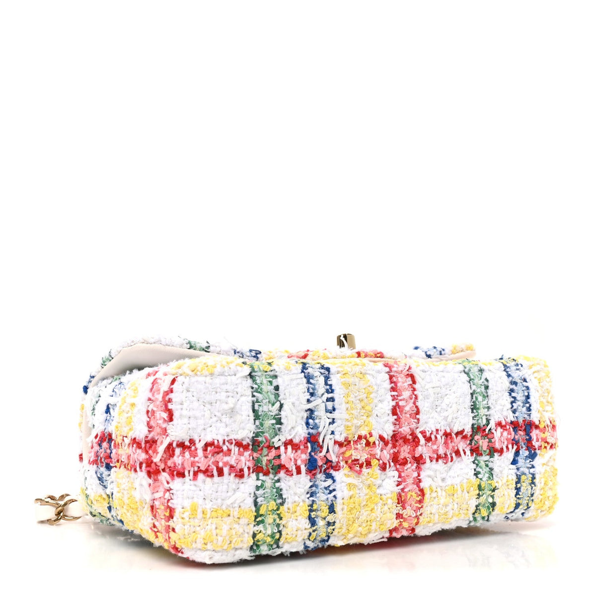 Tweed Quilted Mini Rectangular Flap White Red Yellow Blue Green