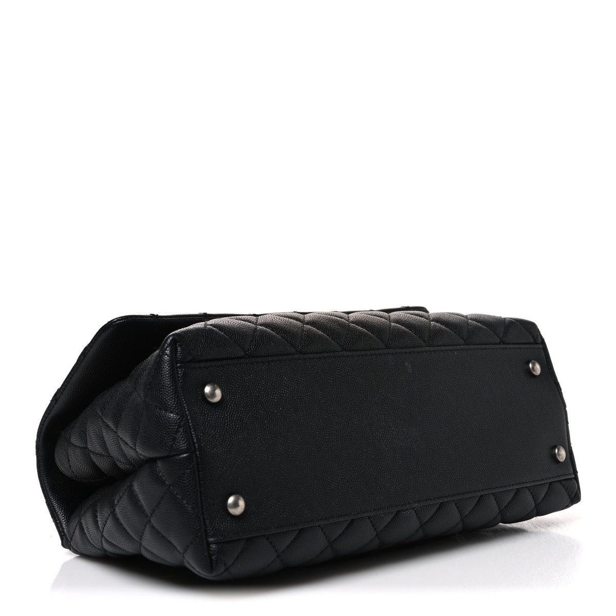 Caviar Lizard Embossed Quilted Small Coco Handle Flap Black