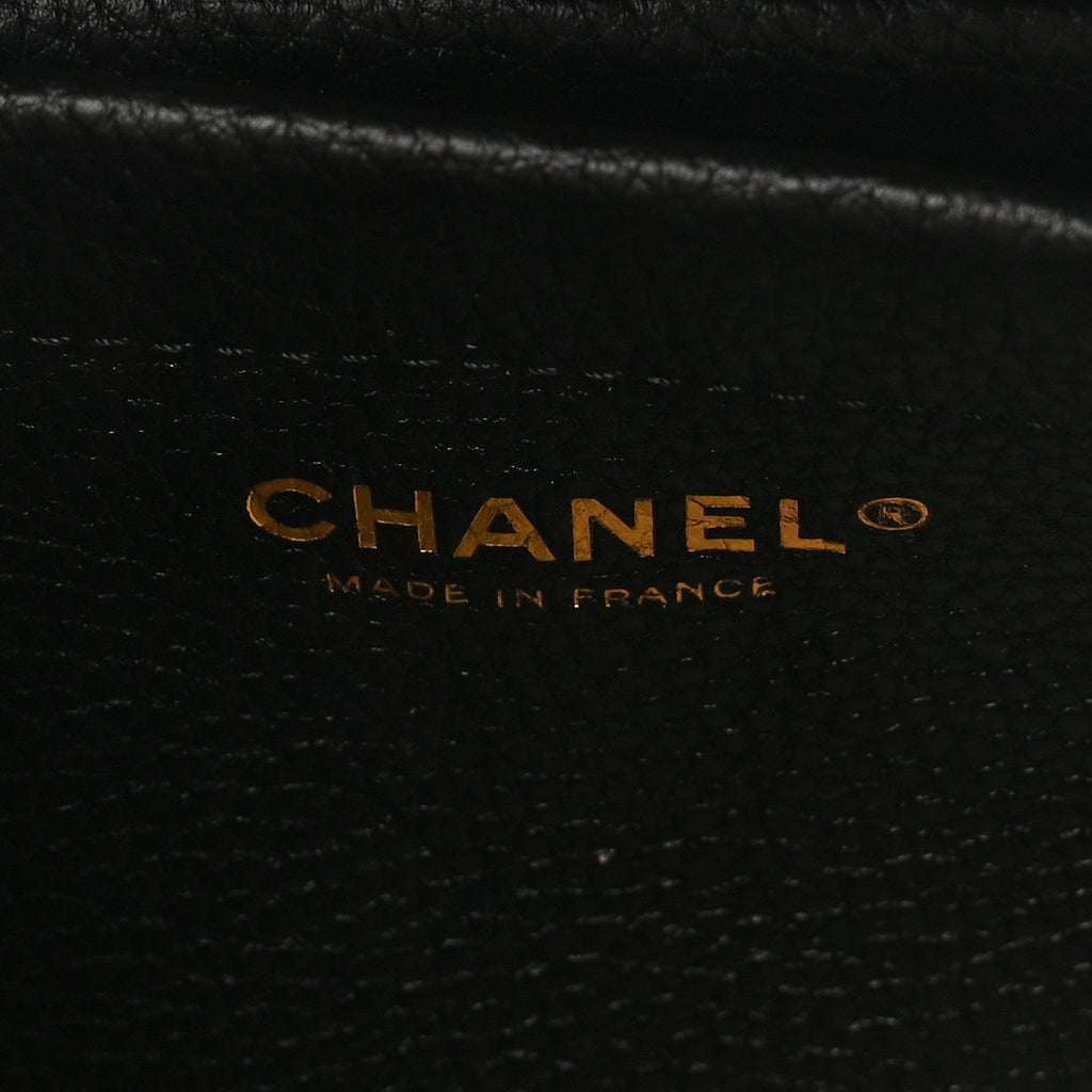Grained Calfskin Stitched Urban Essentials Small Shopping Bag Black
