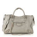 Chevre Silver Metallic Edge Hardware City Gris Glace
