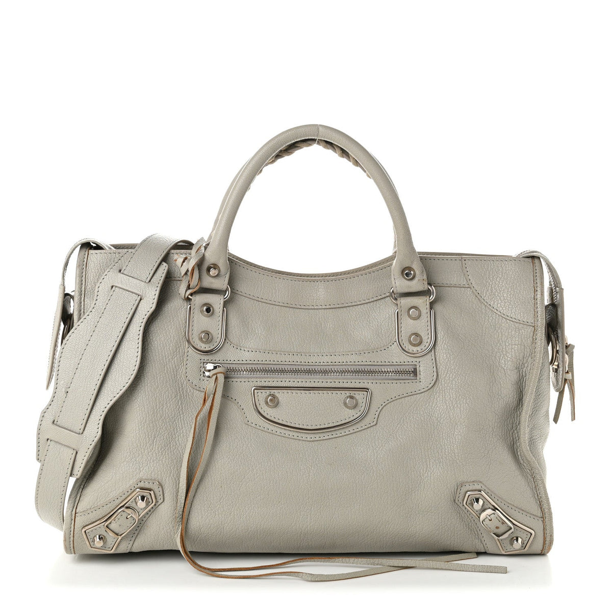 Chevre Silver Metallic Edge Hardware City Gris Glace