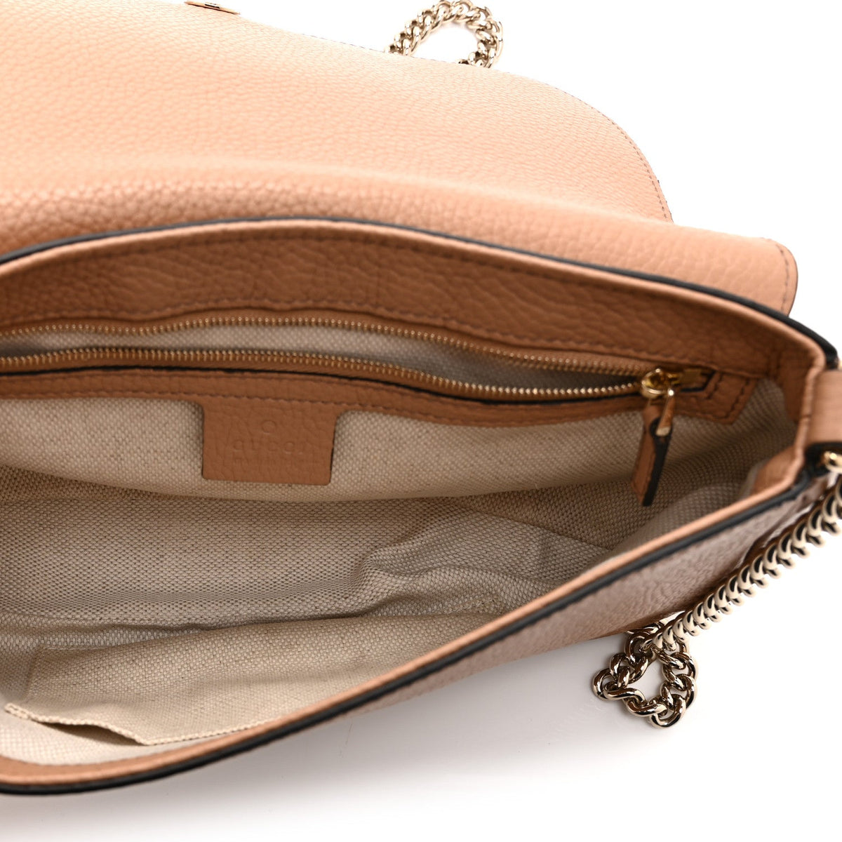 Pebbled Calfskin Medium Soho Flap Crossbody Camelia