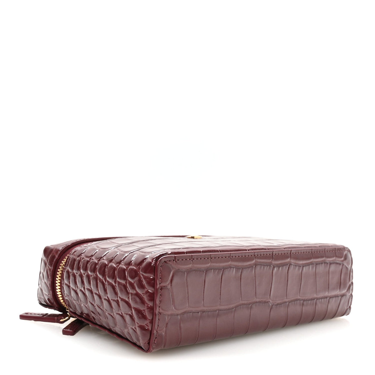 Calfskin Crocodile Embossed Crococo Exoticoco Vanity With Chain Dark Burgundy