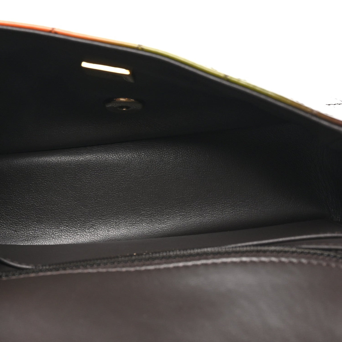 Shaded Patent Calfskin Quilted Mini Rectangular Flap Green Orange Dark Brown