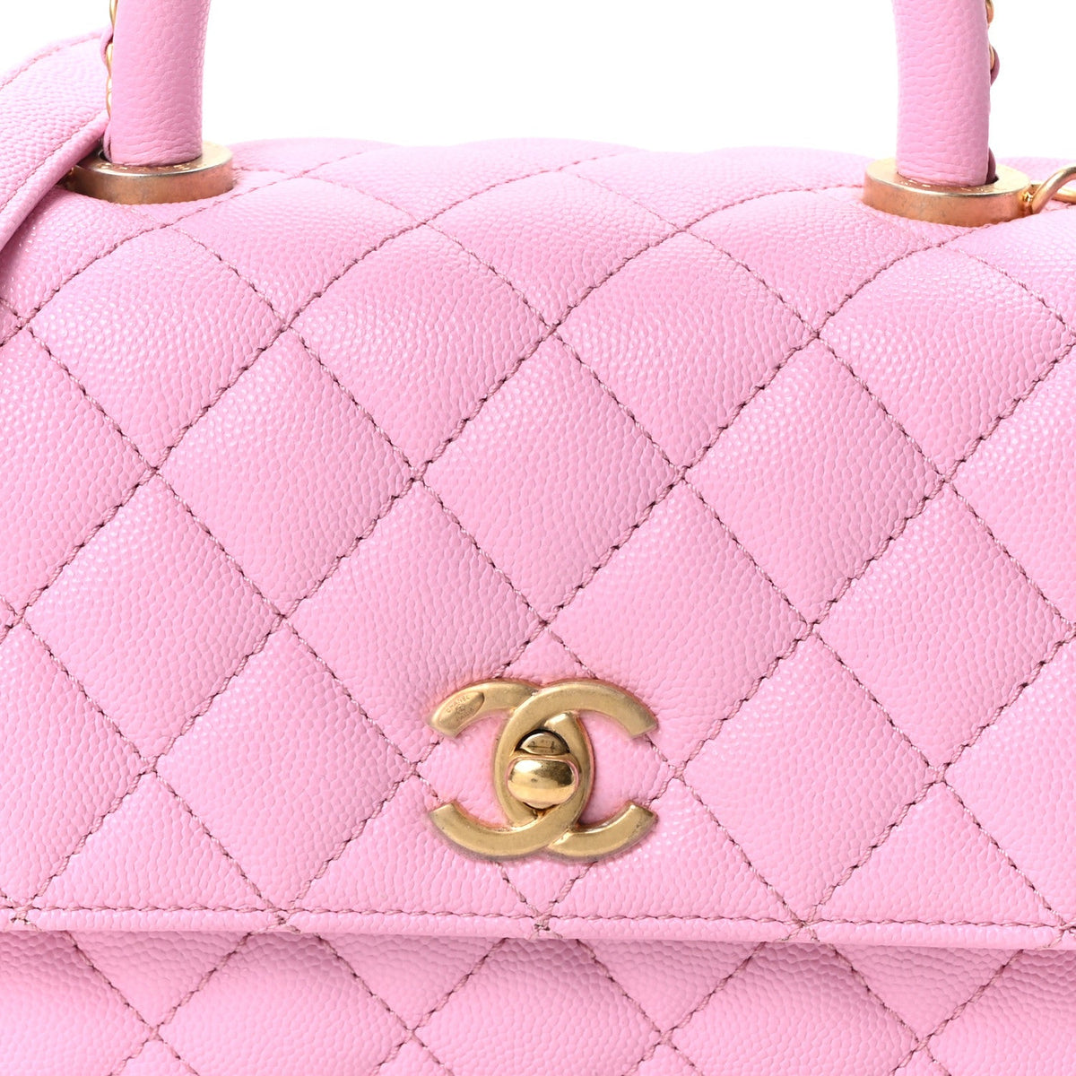 Caviar Quilted Mini Coco Chain Handle Flap Pink