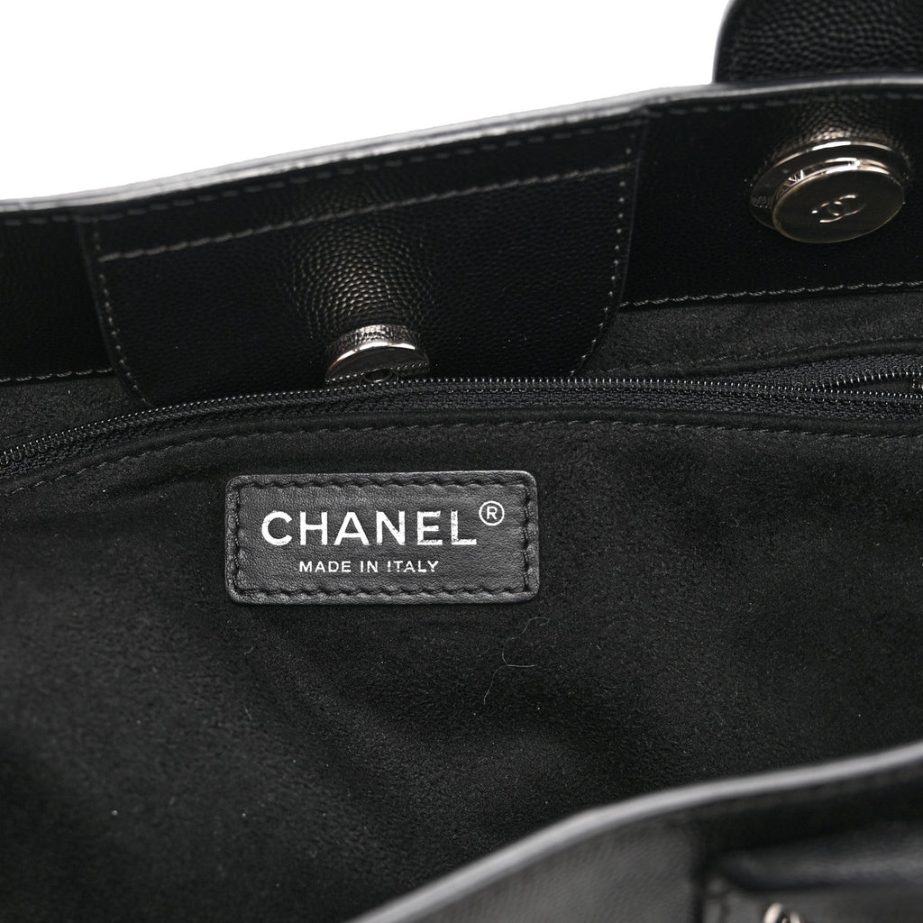 Caviar Small Studded Deauville Tote Black