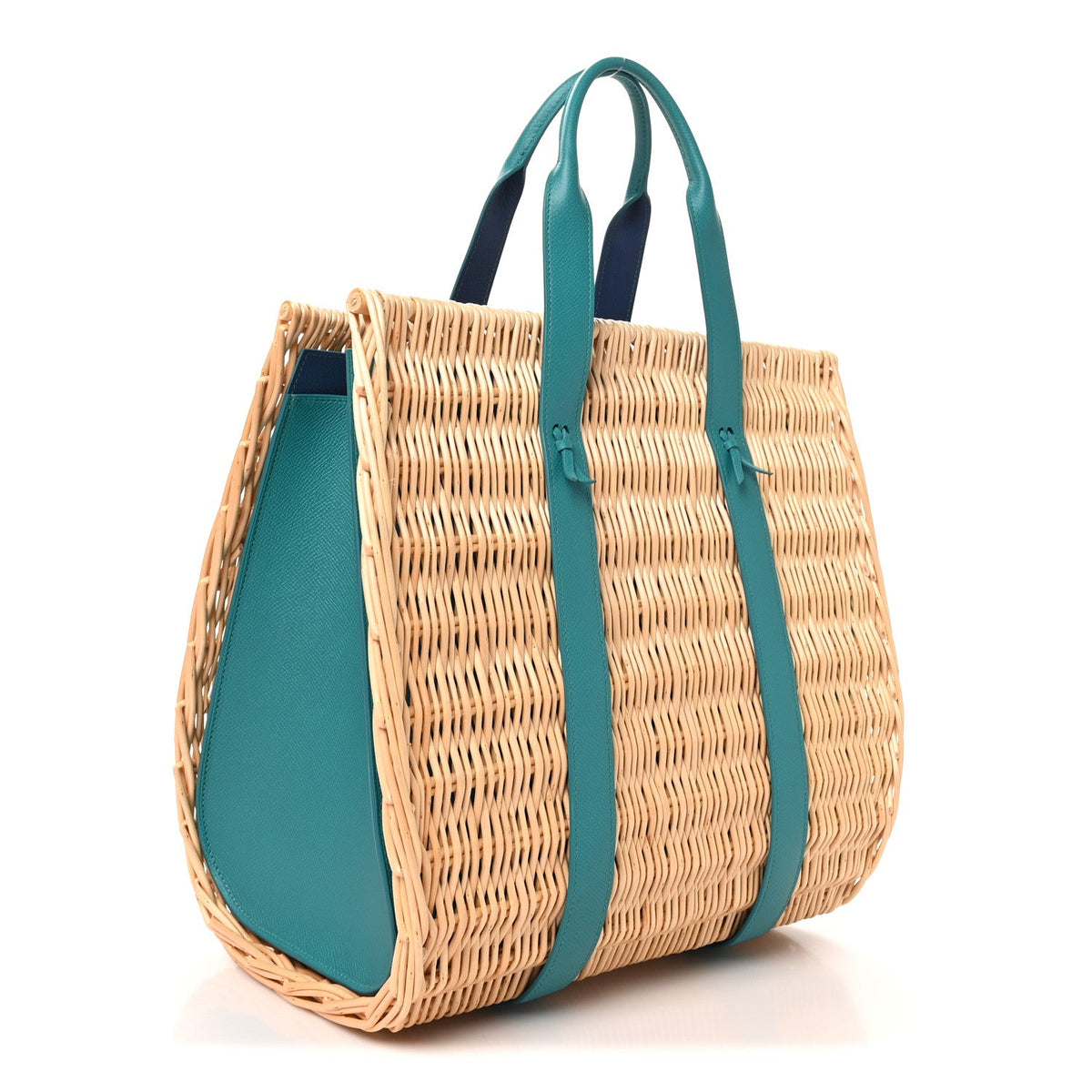 Epsom Wicker Basket Bag GM  Vert Verone Naturel