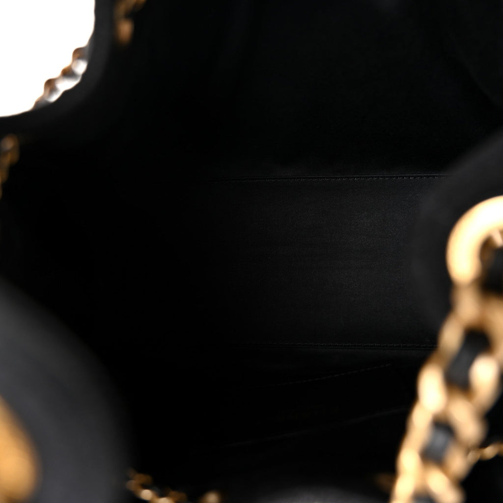 Washed Denim Quilted Small Chanel 25 Handbag Black
