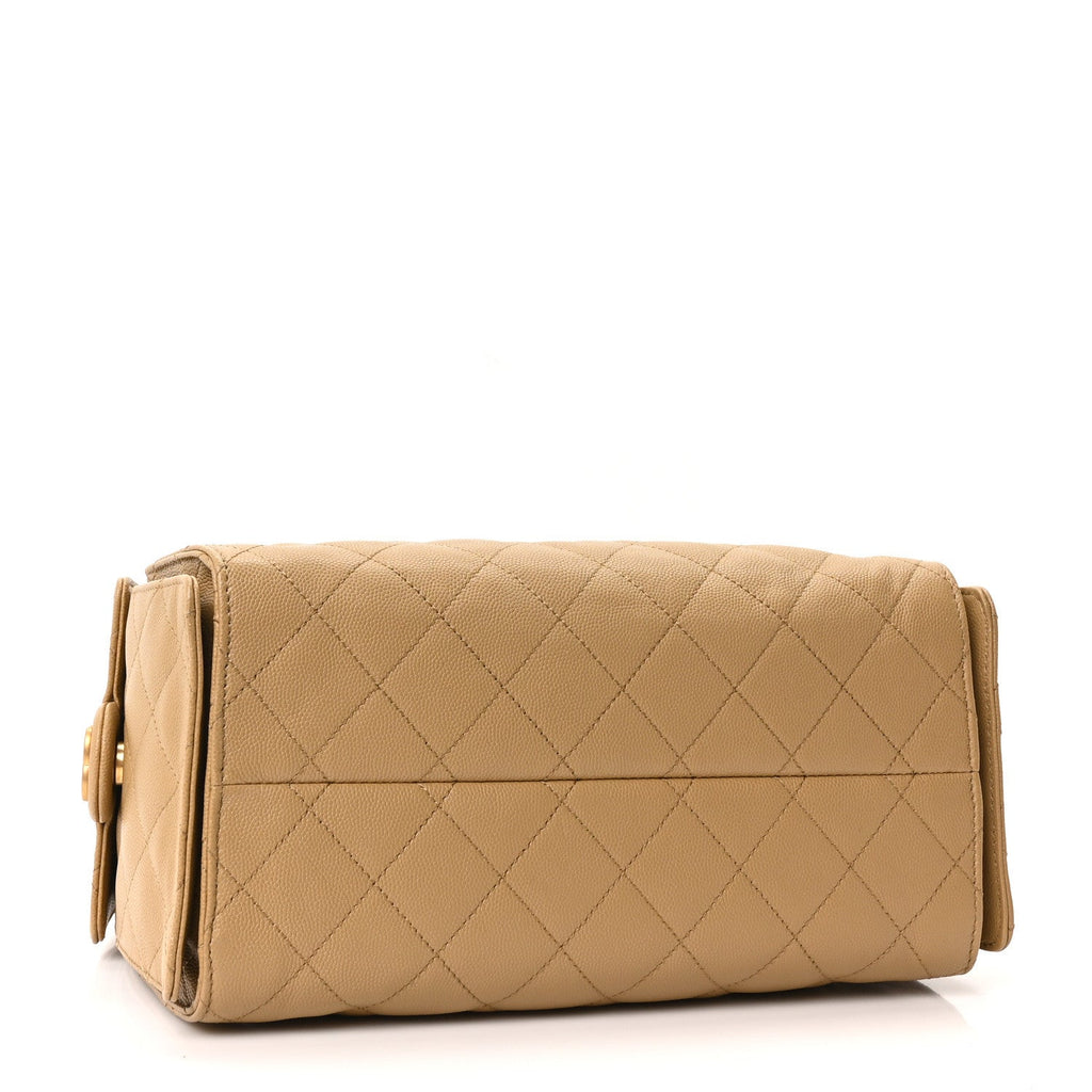 Caviar Quilted Small Chanel 25 Handbag Beige