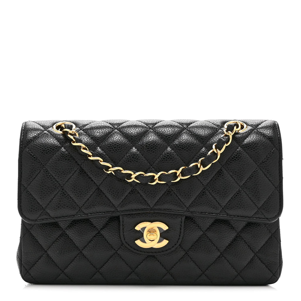 Caviar Quilted Small Double Flap Black
