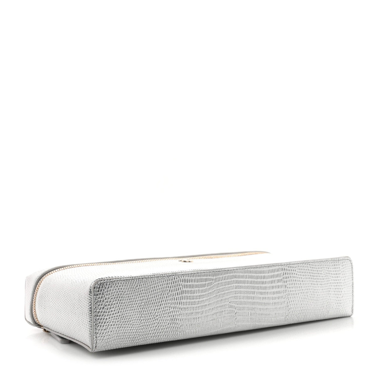 Lizard Embossed Calfskin Exoticoco Long Vanity With Chain Silvery