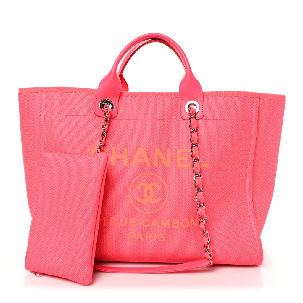 Mixed Fibers Calfskin Medium Deauville Tote Pink Orange
